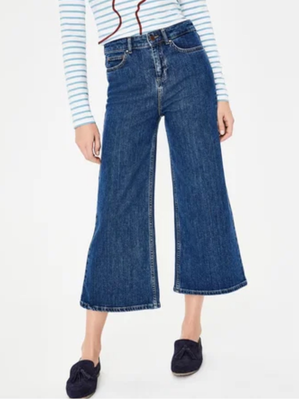 Boden The York Cropped Jeans Wide Leg High Rise US 8
